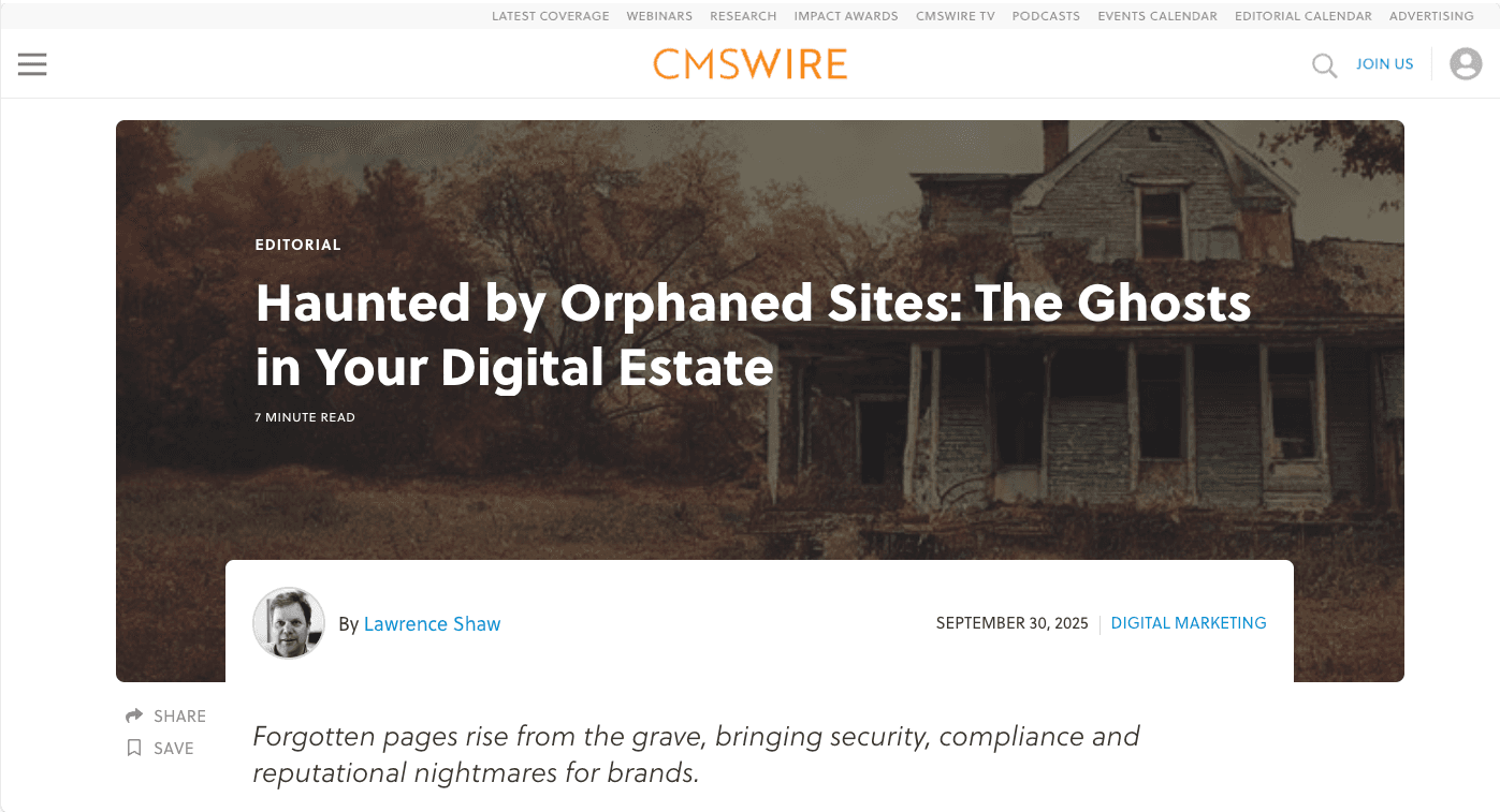 Haunted by Orphaned Sites: The Ghosts in Your Digital Estate